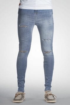indigo mens double ripped super skinny jeans