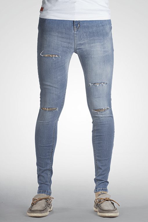 indigo mens double ripped super skinny jeans