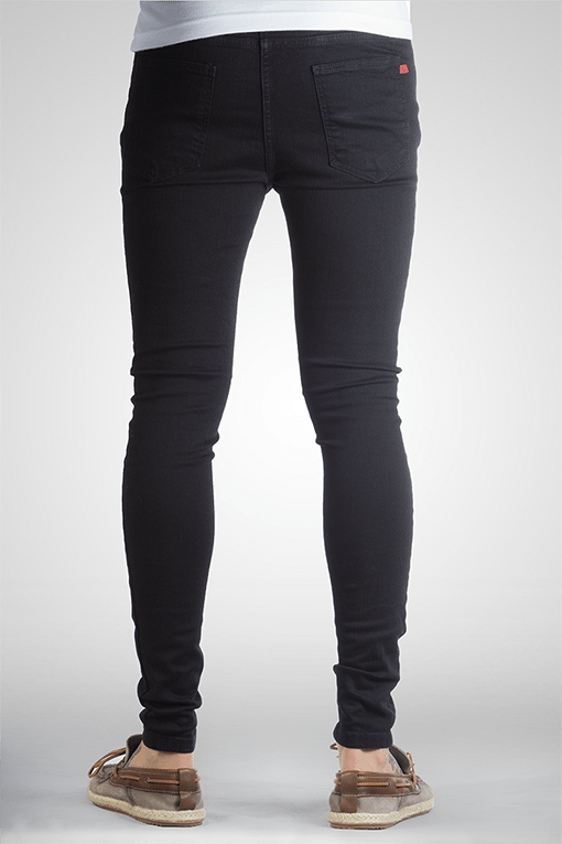 black ripped super skinny jeans back view