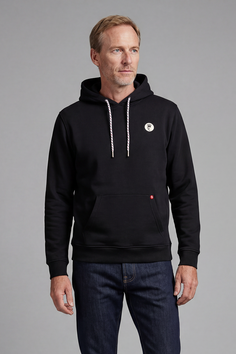 Jude Black Rubber Print Hoodie - Image 2