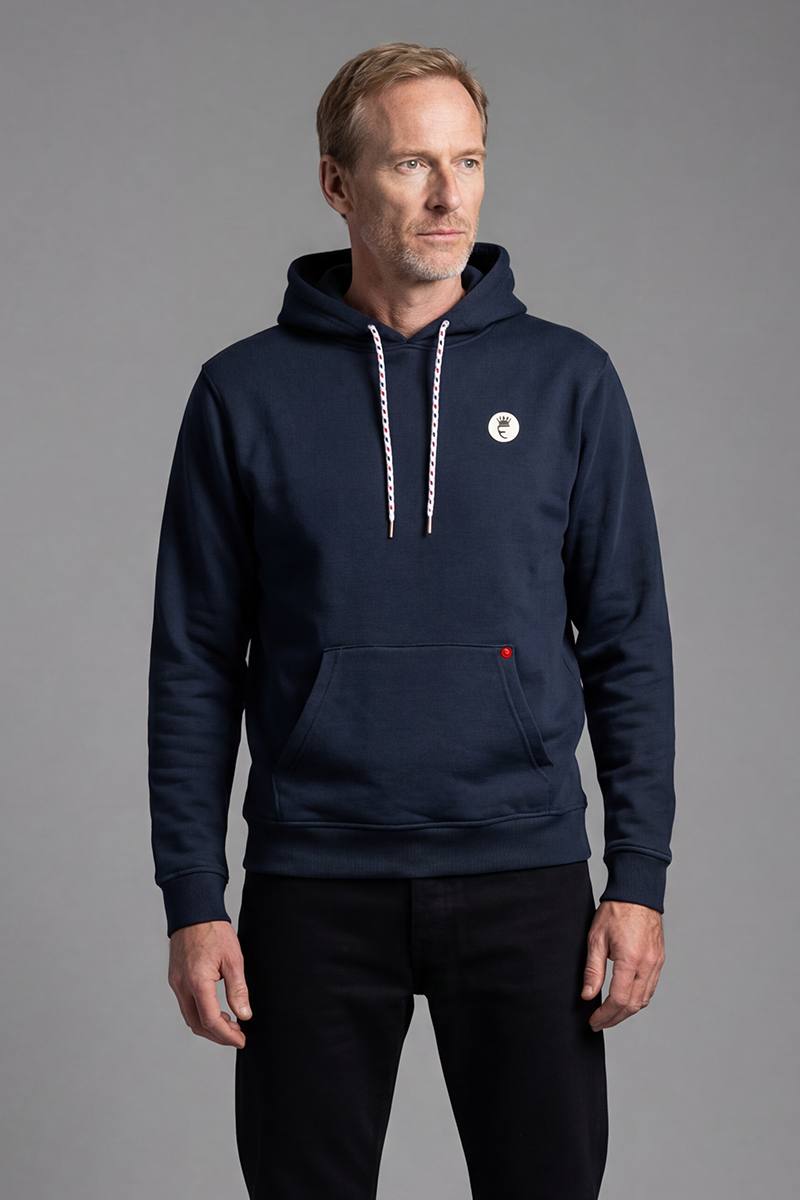 Jude Navy Rubber Print Hoodie - Image 2